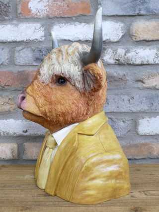Quirky Rustic Highland Cow Bust Ornament