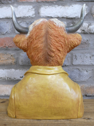 Quirky Rustic Highland Cow Bust Ornament