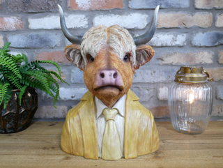 Quirky Rustic Highland Cow Bust Ornament