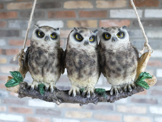 Hanging Resin Trio of Owls
