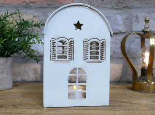 White Rustic Candle Holder