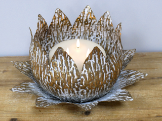 Gold Lotus Flower Candle Holder