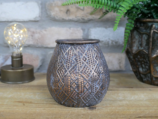 Bronzed Moroccan Style Candle Holder