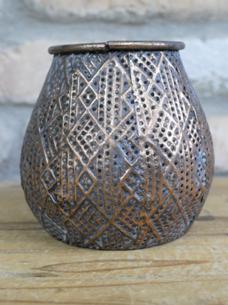 Bronzed Moroccan Style Candle Holder