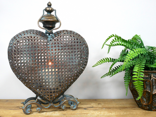 Large Metal Heart Candle Holder