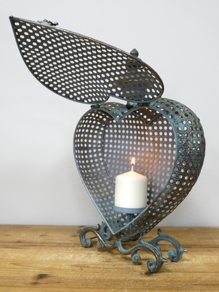 Large Metal Heart Candle Holder