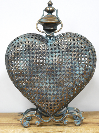 Large Metal Heart Candle Holder