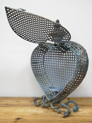 Large Metal Heart Candle Holder
