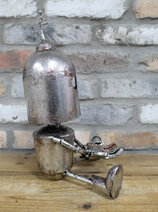 Albie the Sitting Silver Robot
