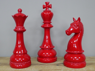 Set of 3 Red Chess Pieces