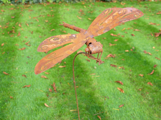 Rusty Metal Garden Dragonfly Stake