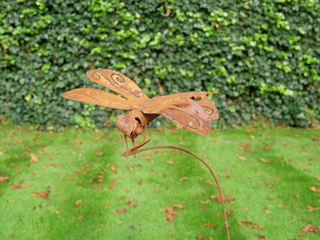 Rusty Metal Garden Dragonfly Stake