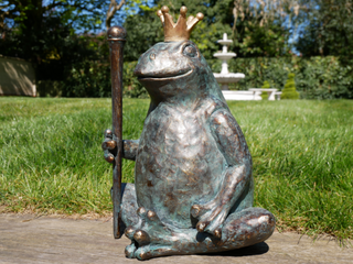 Large Bronzed Resin Frog King Garden Ornament