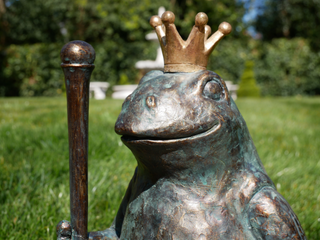 Large Bronzed Resin Frog King Garden Ornament