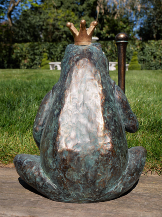 Large Bronzed Resin Frog King Garden Ornament