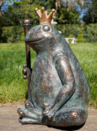 Large Bronzed Resin Frog King Garden Ornament