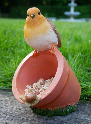 Resin Red Robin Bird Feeder