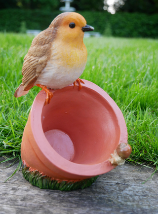 Resin Red Robin Bird Feeder