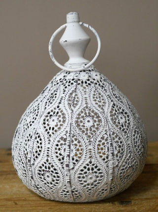 White Rustic Moroccan Candle Holder