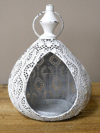 White Rustic Moroccan Candle Holder