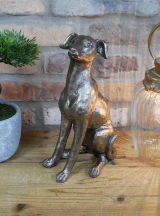 Silver Whippet Garden Ornament