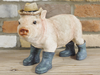 Quirky Pig in Wellies Garden Ornament