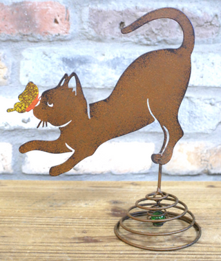 Rusty Metal Cat Garden Stake