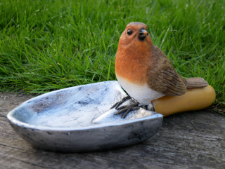 Resin Red Robin Bird Feeder