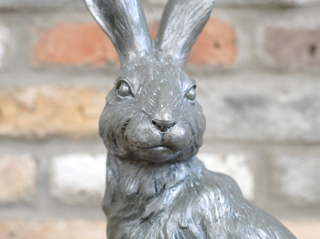 Silver Sitting Hare Garden Ornament