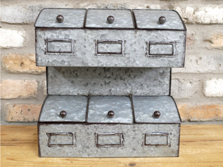 Rustic Metal Mini Storage Cabinet