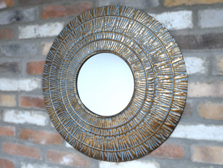 Vintage Style Metal Gold Round Moroccan Style Wall Mirror 59cm Wall Art Decor