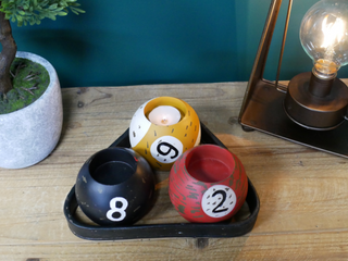 Vintage Style Pool Ball Candle T Lite Light Holder Ornament Gift