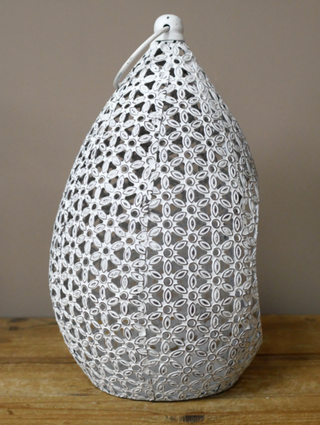 White Rustic Moroccan Candle Holder