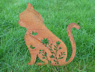 Rusty Metal Cat Garden Stake