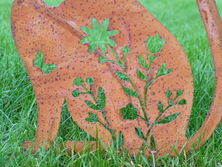 Rusty Metal Cat Garden Stake