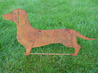 Rusty Metal Dachshund Garden Stake