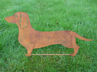 Rusty Metal Dachshund Garden Stake