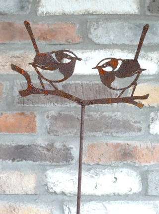 Rusty Metal Wren Garden Stake