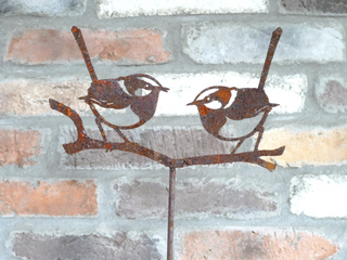 Rusty Metal Wren Garden Stake