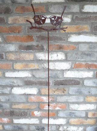 Rusty Metal Wren Garden Stake