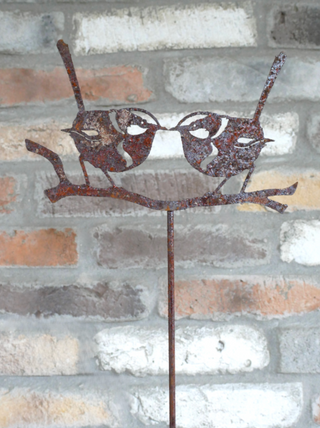 Rusty Metal Wren Garden Stake