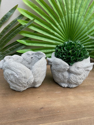 Rustic Stone Bunny Rabbit Design Planters