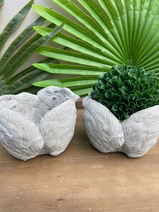 Rustic Stone Bunny Rabbit Design Planters