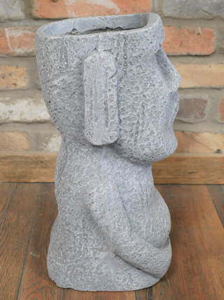 Easter Island Head Planter Stone Moai Face Bust