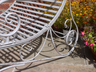Antiqued Metal Garden Bench