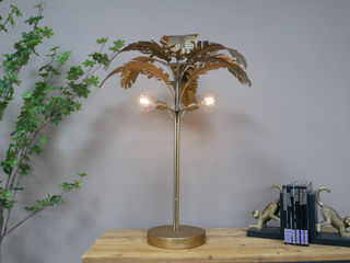 70s Style Gold Palm Tree LED Table Lamp