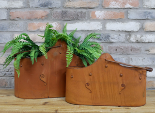 Set of 2 Rusty Metal Planters