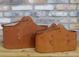 Set of 2 Rusty Metal Planters