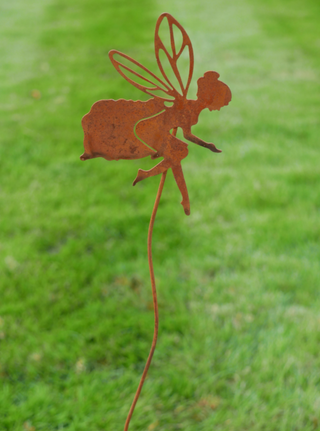 Rusty Metal Fairy Garden Stake