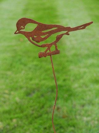 Rusty Metal Sparrow Garden Stake